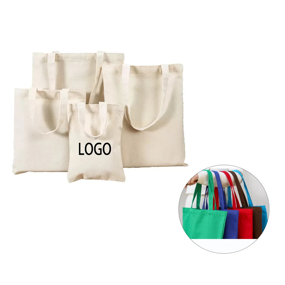 Customizable Handheld Canvas Bag 10pcs, custom tote bag with logo imprint 1