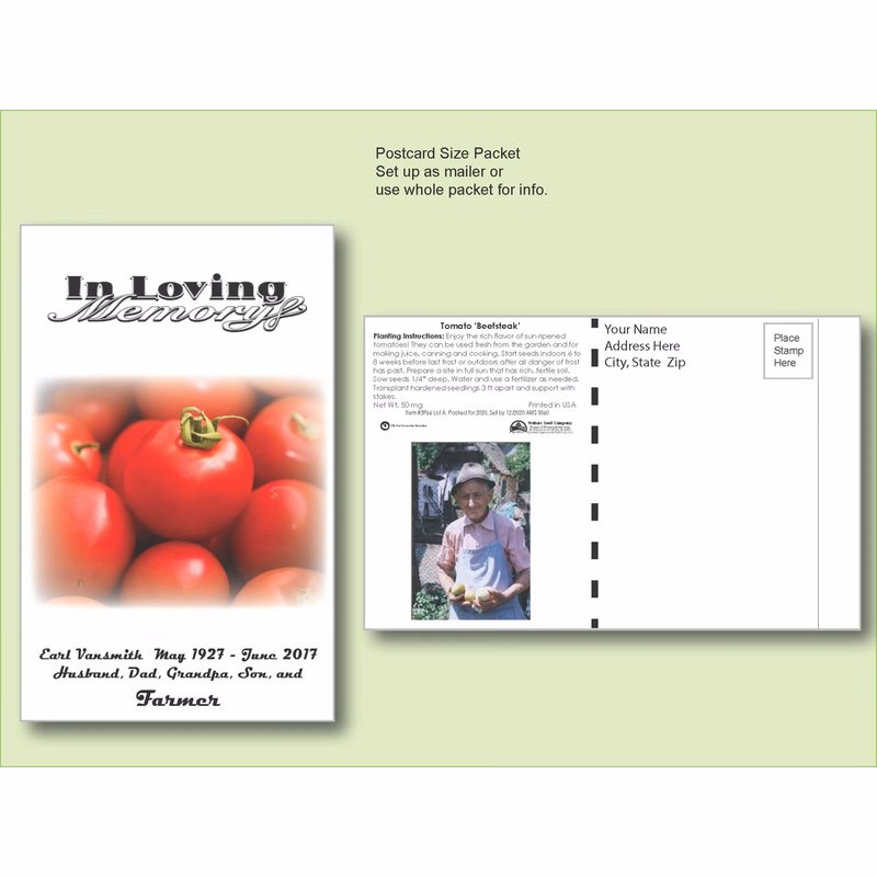 Tomato 'Beefsteak' Seed Packet - Postcard Mailer Size 4" x 6.5"