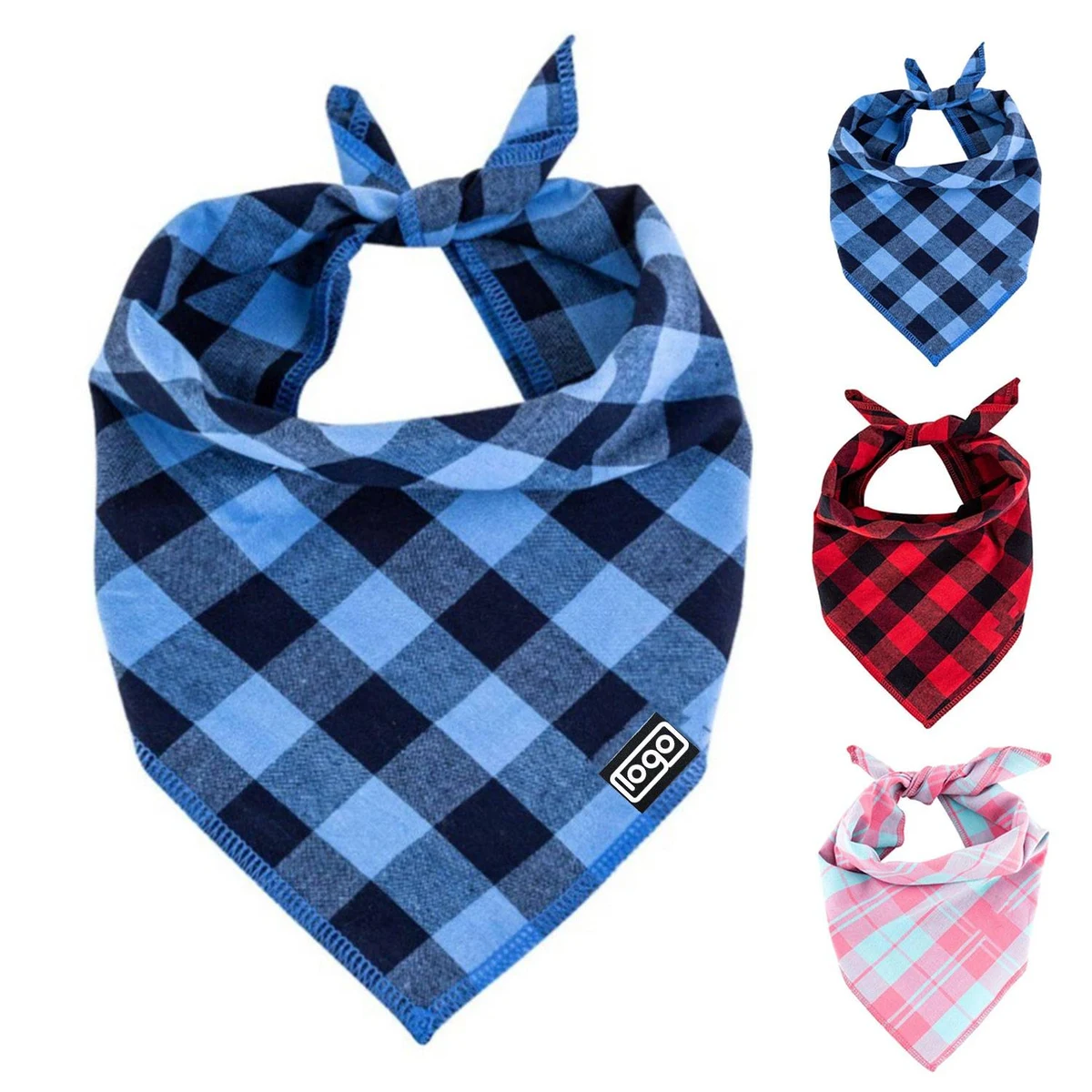 Plaid Polyester Dog Bandana — Large Bib Design for Pet 1