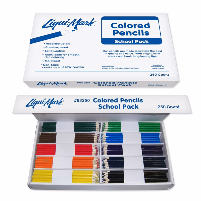Bulk Colored Pencils - 250 Count 10 Colors Pre-sharpened