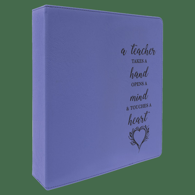 11" x 11 1/2" Purple/Black Leatherette 3 Ring Binder with 2" Slant D Rings