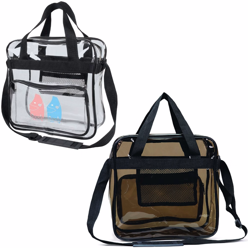 Clear Vinyl Messenger Bag with Black Trim