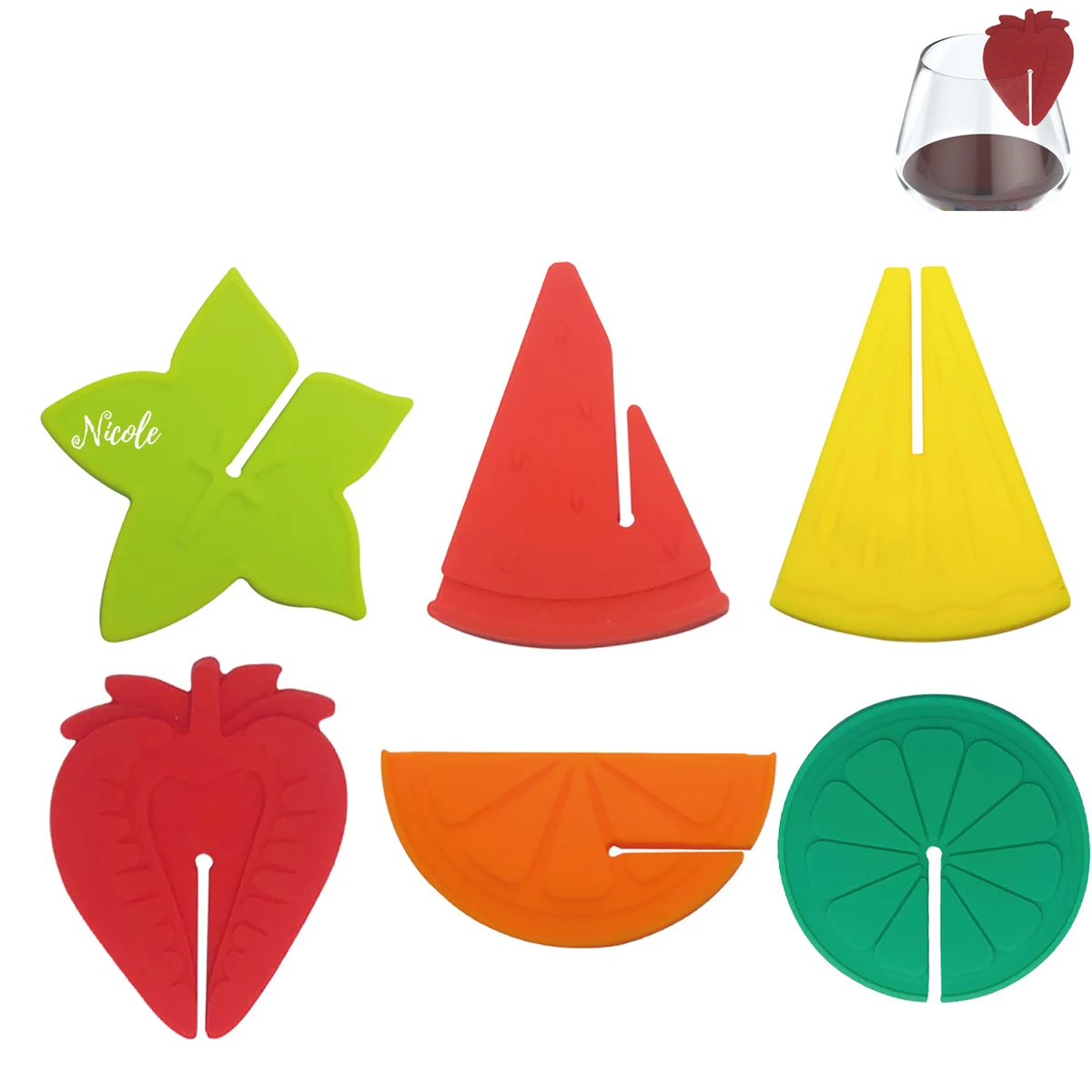 6PCS Silicone Wine Glass Charms Drink Markers 1