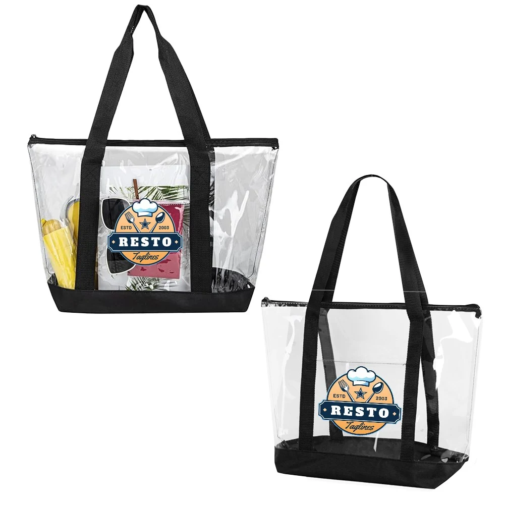 Clear Zippered Tote Bag With Pocket 1