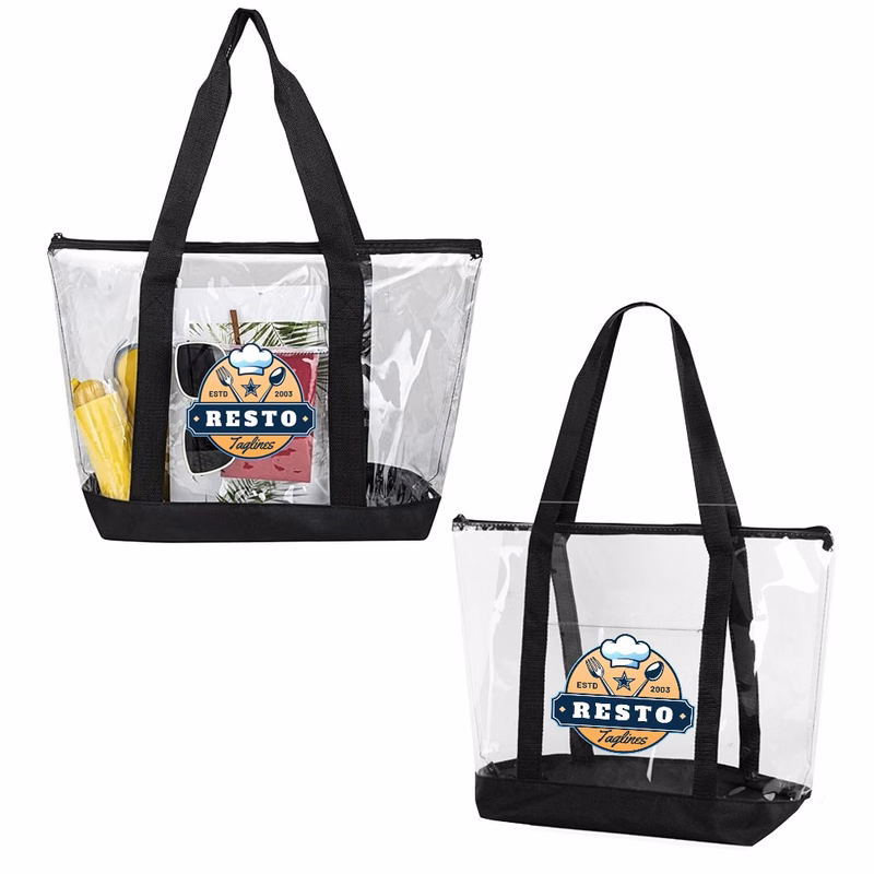 Clear Zippered Tote Bag With Pocket