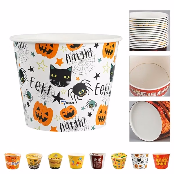 Custom 15 oz Waterproof Paper Food Bucket — Event Catering & Hospitality Giveaway
