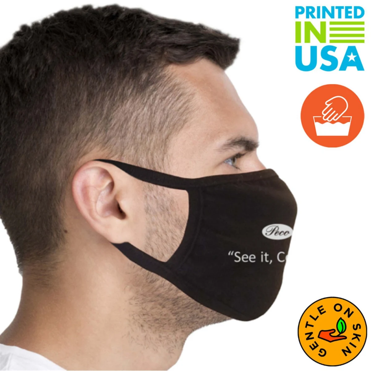 USA Printed 3 Layer Screen printed Cotton Face Mask, quick ship 1