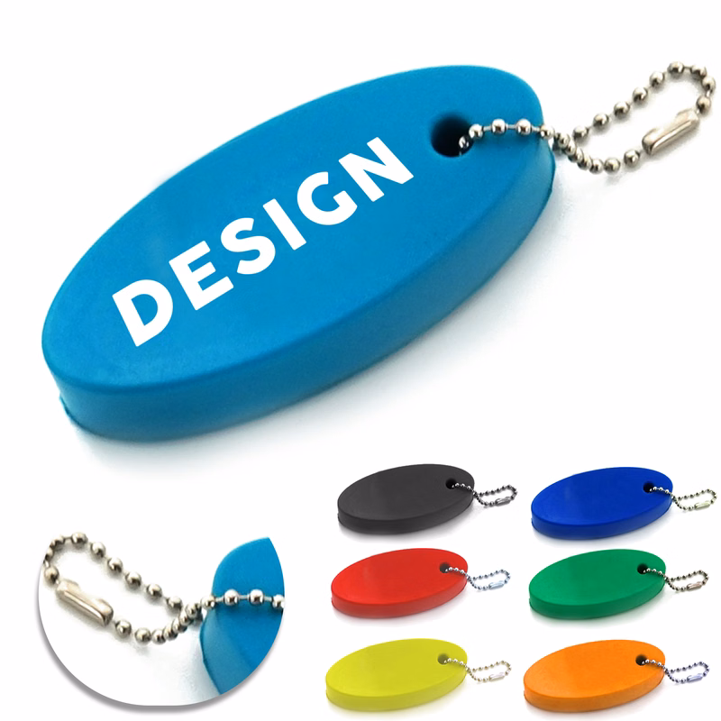 Full color Oval PU Float Keychain