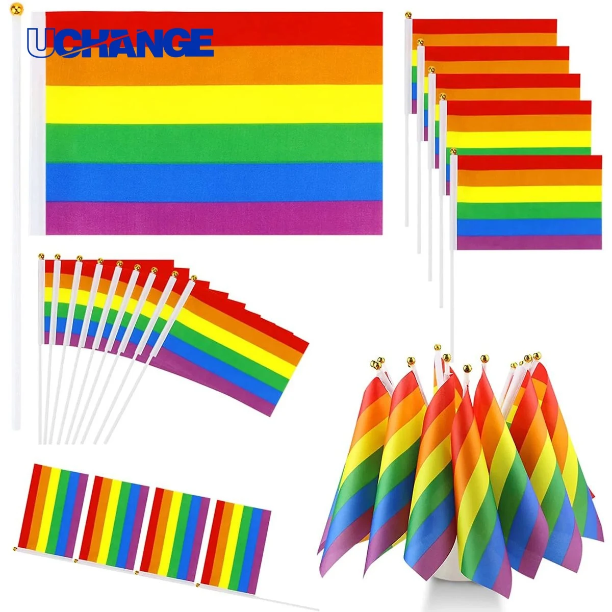 Mini Hand Held Rainbow Flag for Events 1