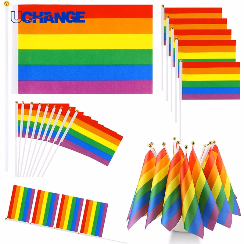 Mini Hand Held Rainbow Flag for Events
