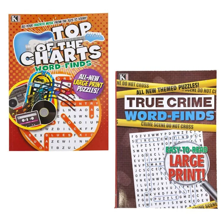 True Crime and Top of the Charts Word Find Books - Two Titles 1