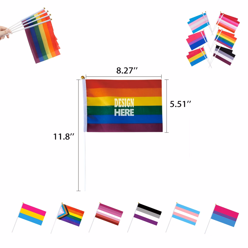 Custom Full Color Mini Hand Waving Flag MOQ100