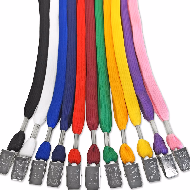 3/8 inch Flat BLank Lanyards with Bull Dog Clip