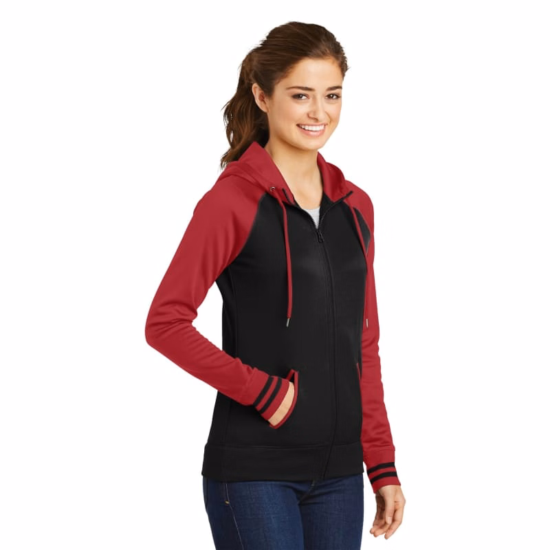 Sport-Tek Women's Sport-Wick Varsity Fleece Full-Zip Hooded Jacket.