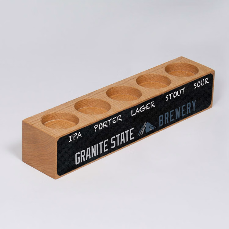 Sampler Block Beer Flight with Chalkboard - 5 Pocket