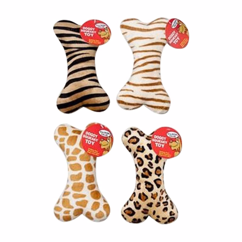 Plush Dog Toys - Assorted Prints Bone 8"