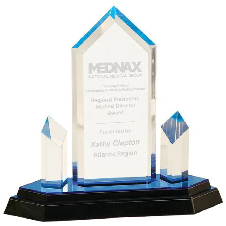 10" Blue Jewel Tower Impress Acrylic Award 1