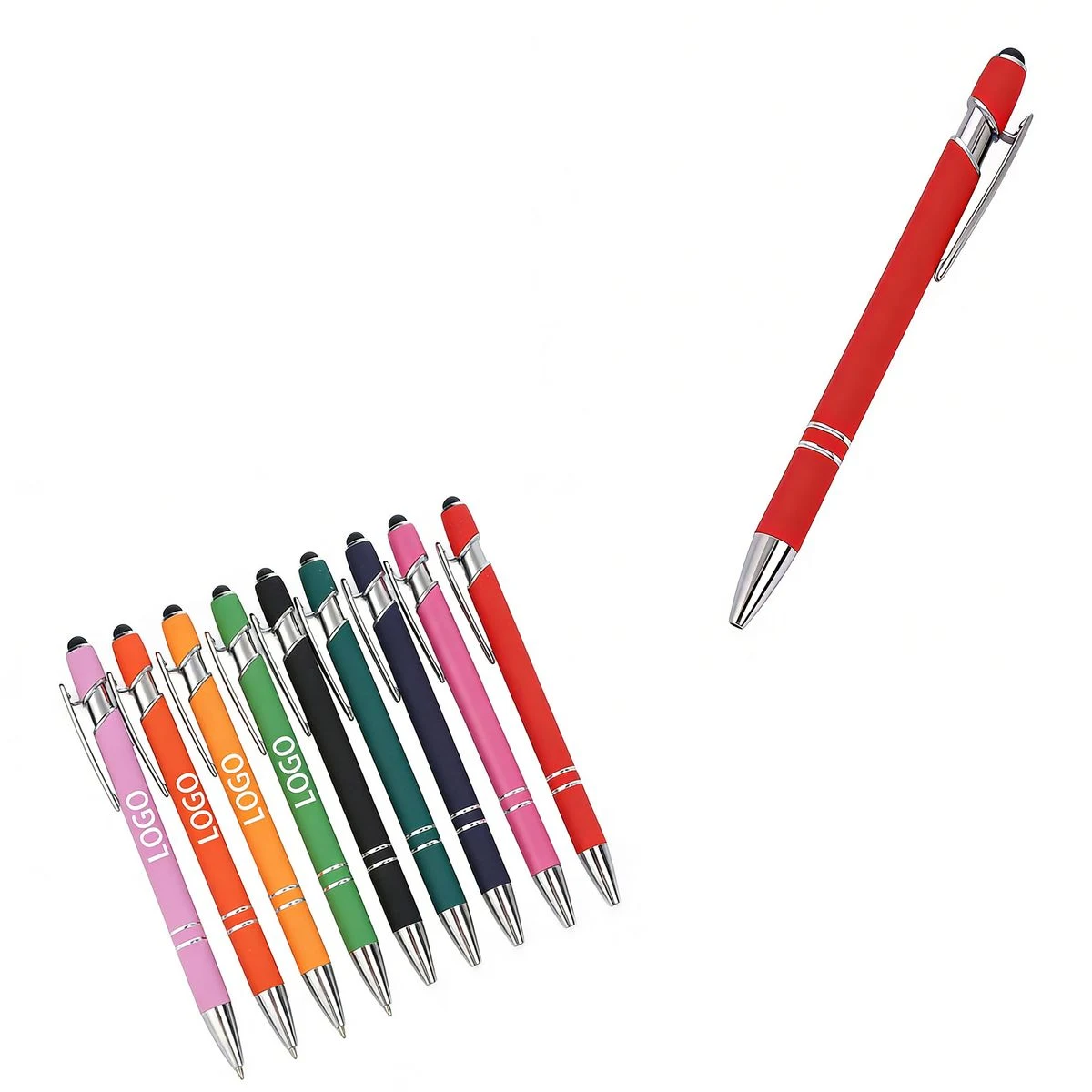 Metal Retractable Ballpoint Pen with Built-in Capacitive Touch Stylus 1