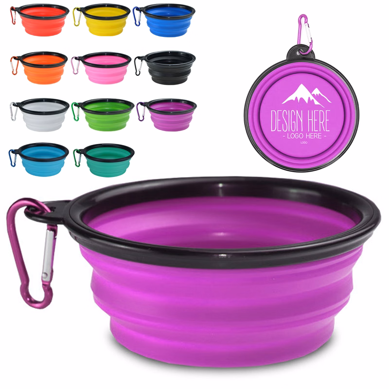 Collapsible Pet Bowl with Carabiner for Outdoor Use
