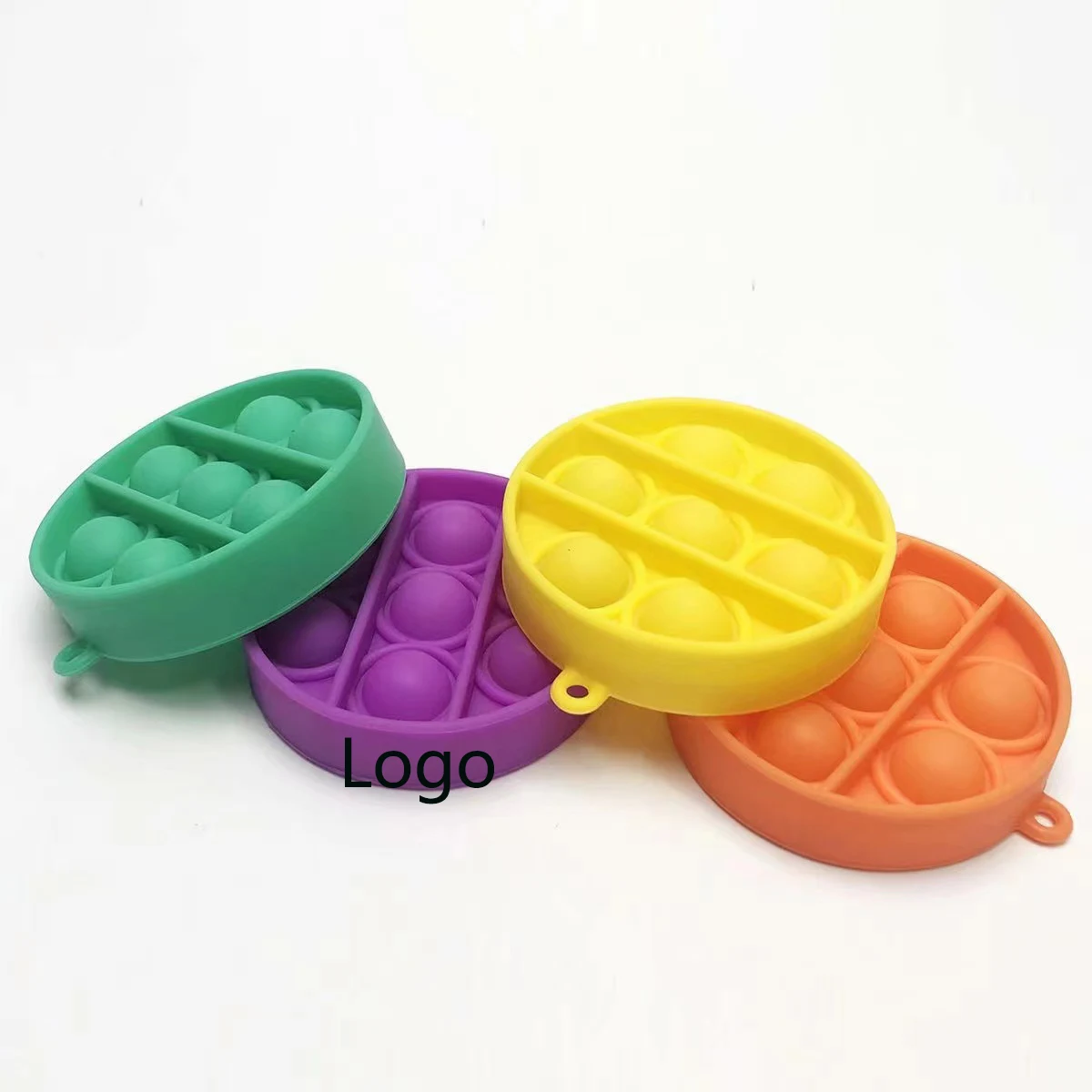 Round Shape Pure Color Fidget Sensory Push Pop Key Chain/Hook up 1