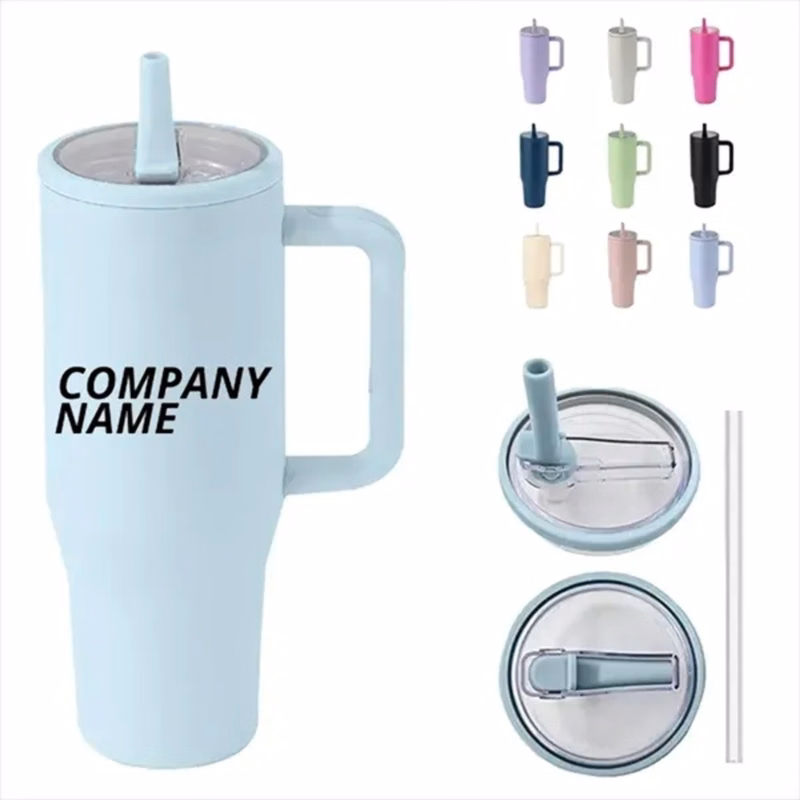 40oz Insulated Travel Mug with Flip Straw & Handle