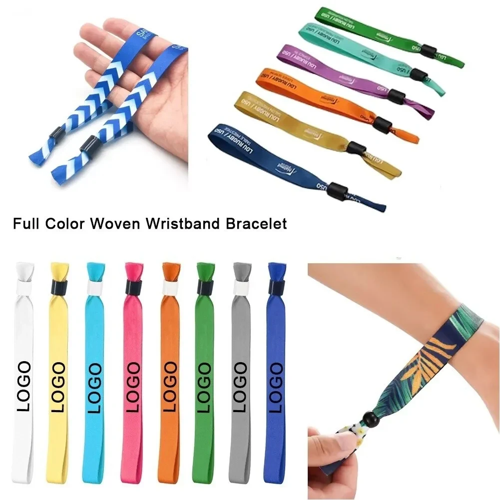 Disposable Full Color Fabric Bracelet Woven Wristbands 1