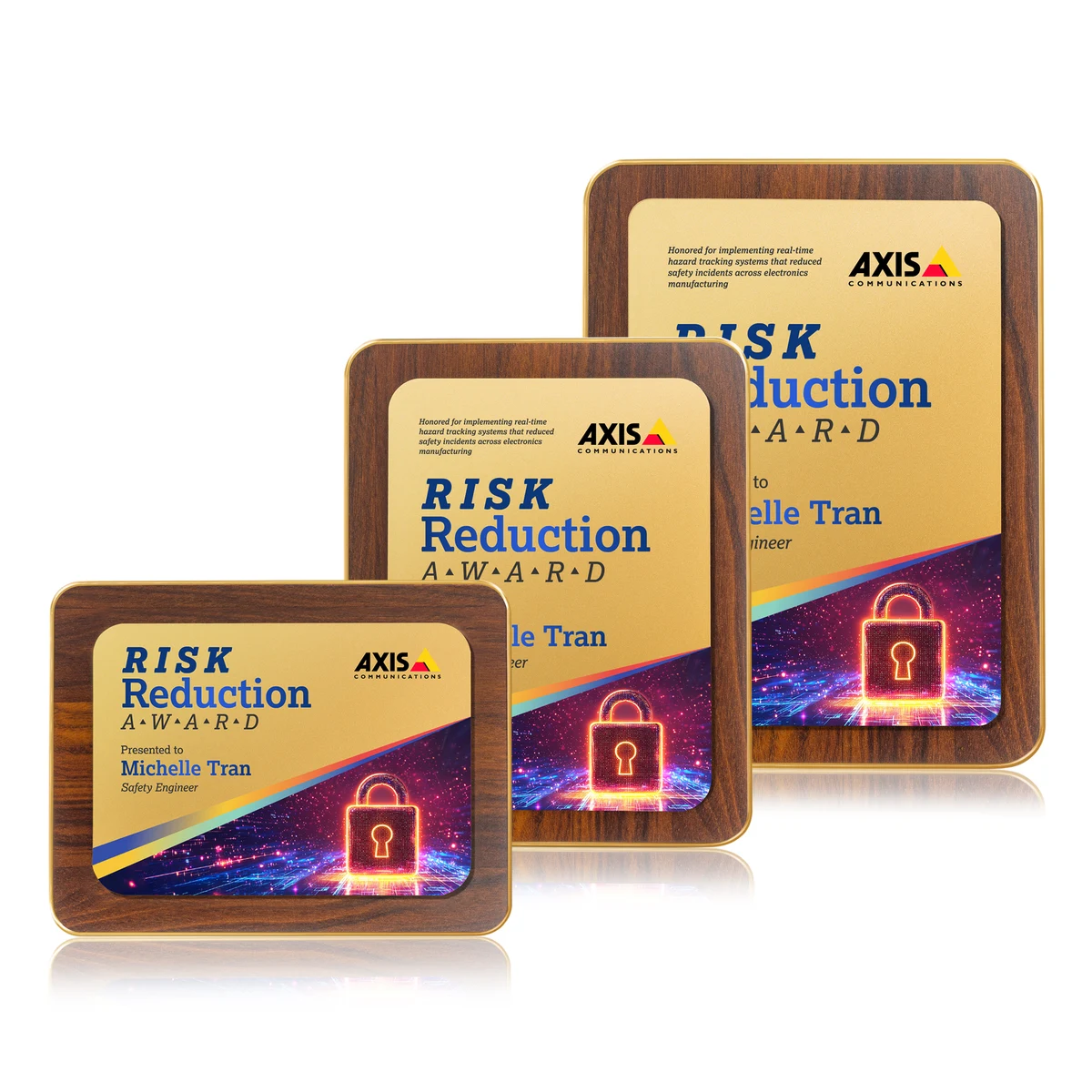 Reston VividPrint™ Plaque - Walnut Finish/Gold 1