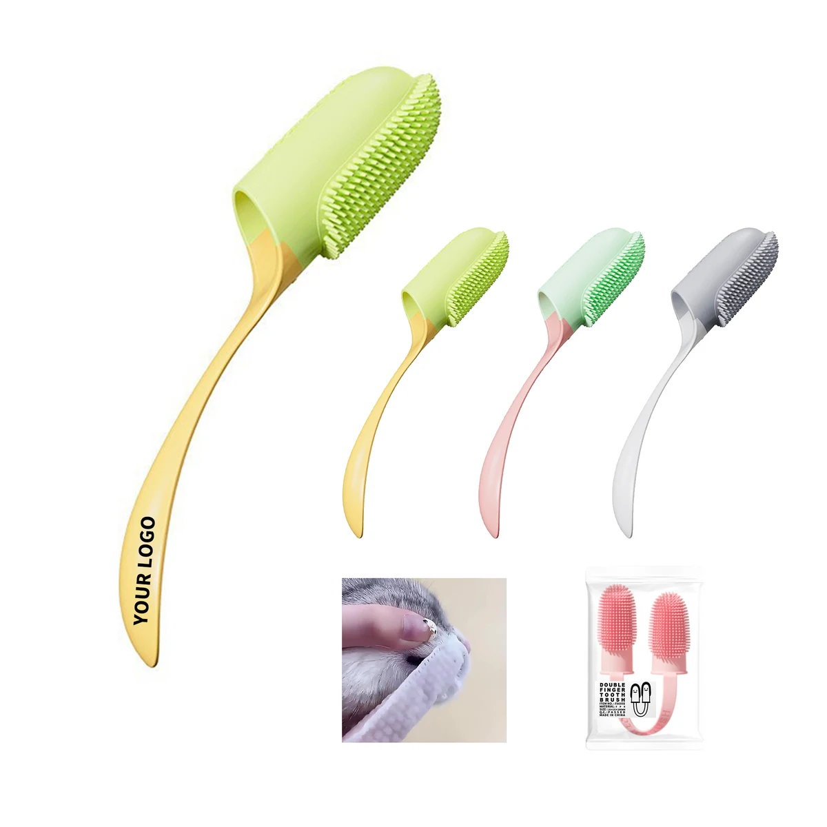 Pet Finger Tooth Brush Soft Bristle 1.2" Length X 6" Width 1
