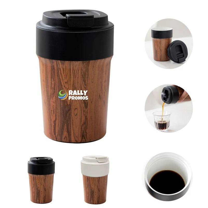 12OZ Wood Grain Stainless Steel Insulated Travel Mug 1