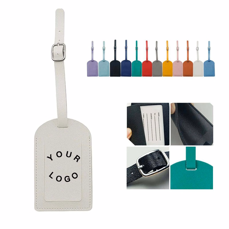 Durable PU Leather ID Tag with Adjustable Strap