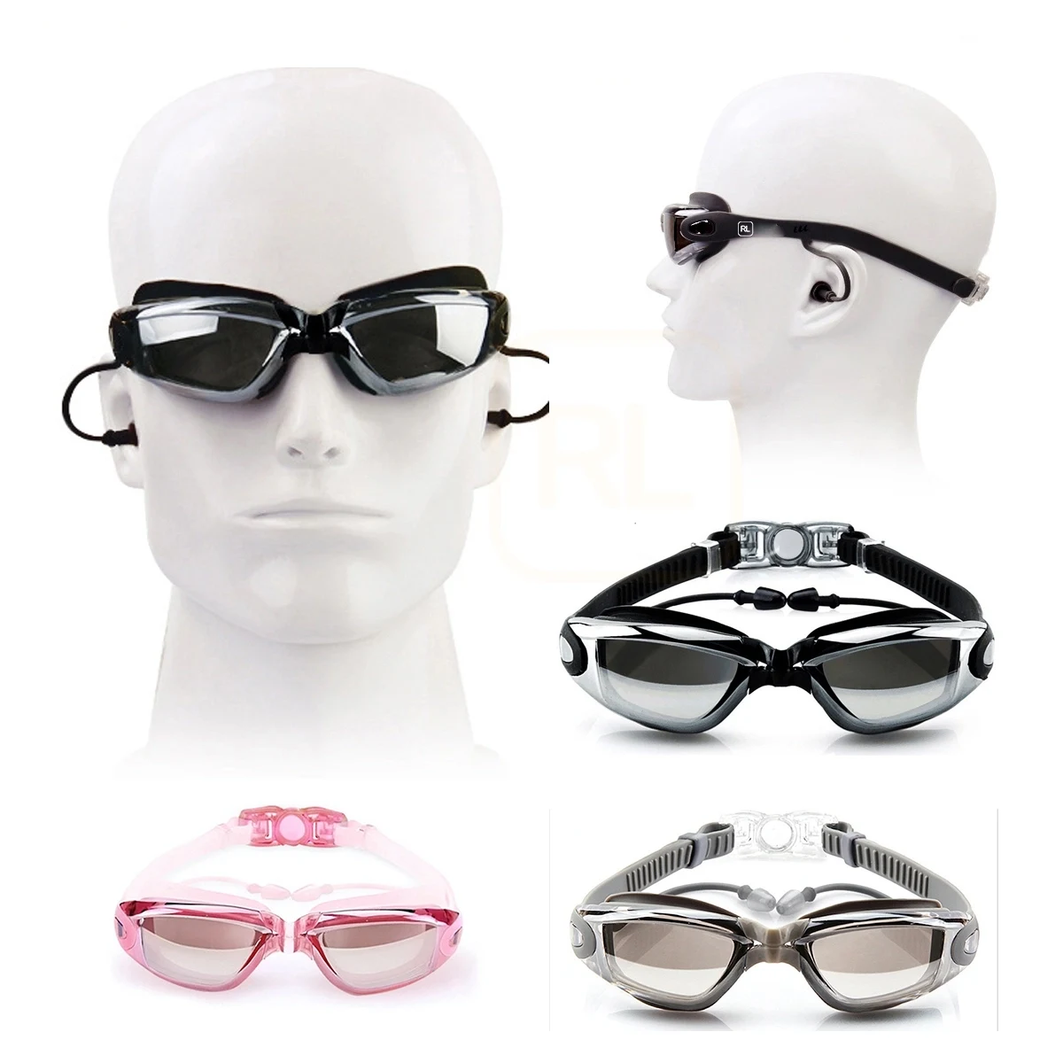 Unisex-Adult Anti-Fog Swim Goggles with Earplugs 1