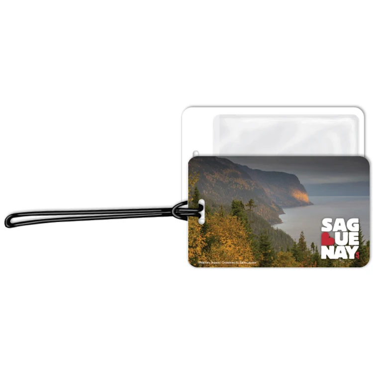 Luggage Tags .020 White Plastic (2.75"x4.5") in Full Colour with 6" Loop attached & Clear Pocket 1