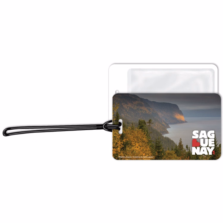 Luggage Tags .020 White Plastic (2.75"x4.5") in Full Colour with 6" Loop attached & Clear Pocket
