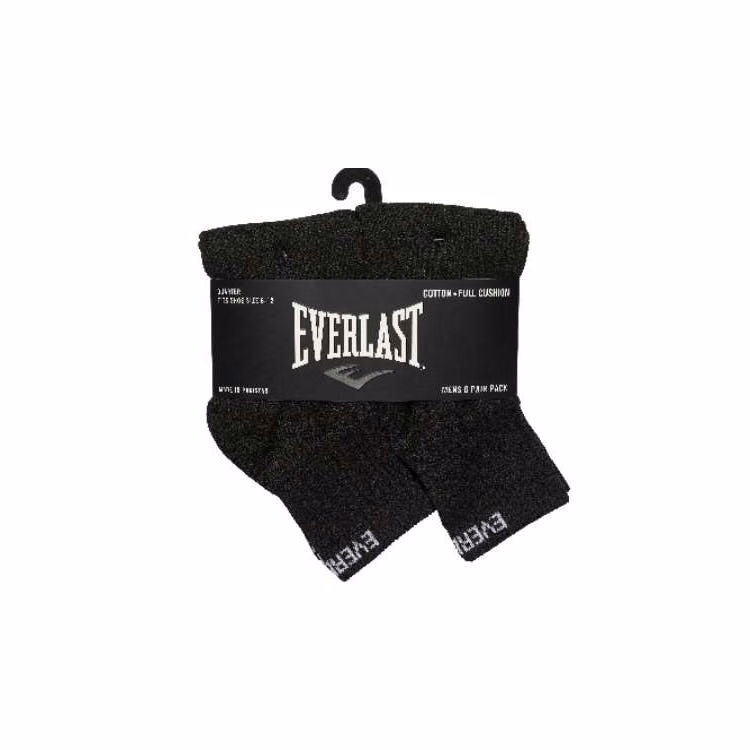 EVERLAST Men's Banded Quarter Socks - 6 Pack Black