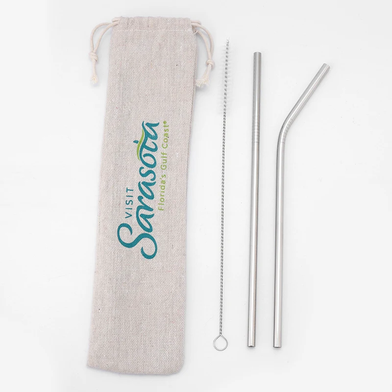 3 Pack Stainless Steel Straw Kit w/ Jute bag 1