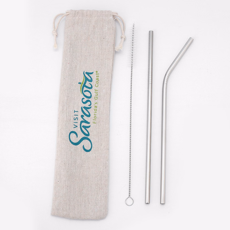 3 Pack Stainless Steel Straw Kit w/ Jute bag