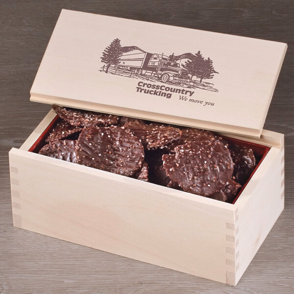 Chocolate Sea Salt Potato Chips in Wooden Collector's Box