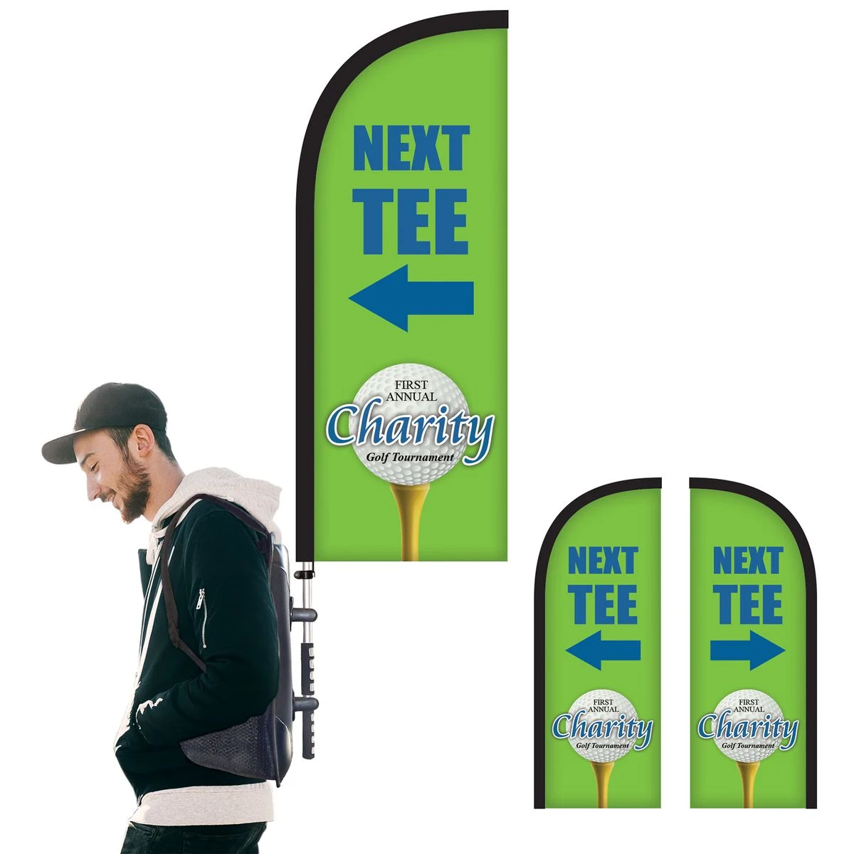 Basic Double Sided Half Drop Style Backpack Flag Kit 1