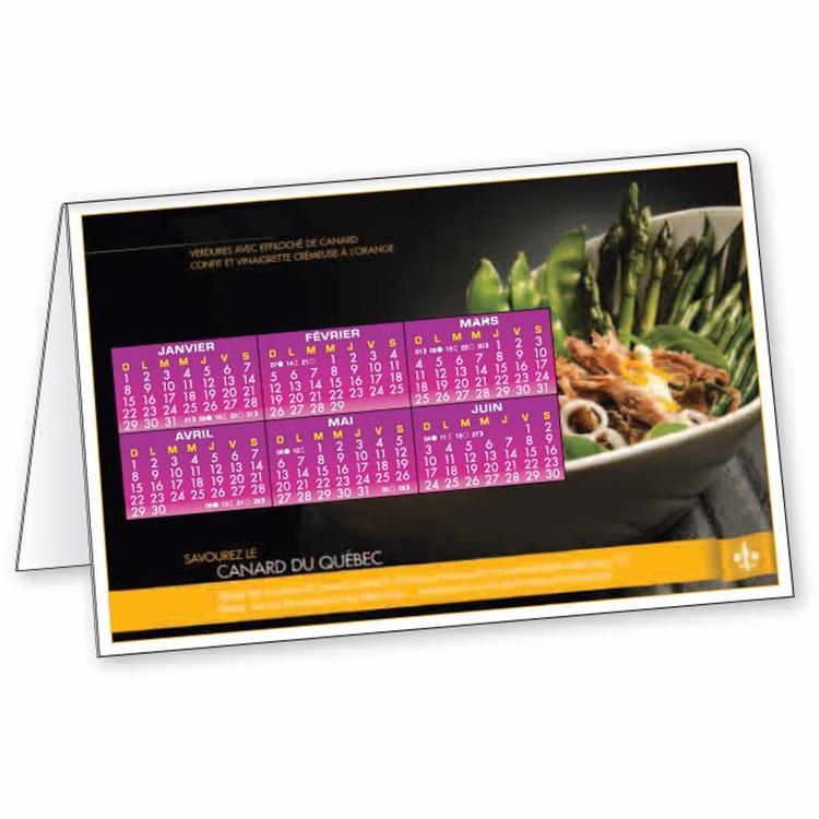 Folded Plastic Tent Calendar .030 Styrene (folded size 3.875" x 5.875") Full Colour