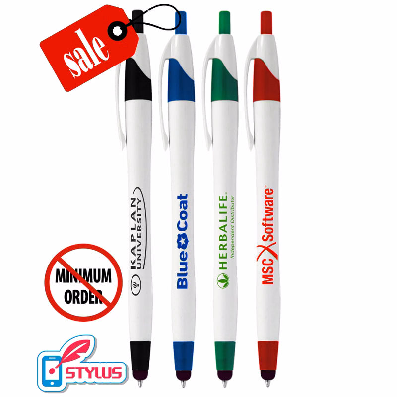 Closeout Elegant White Stylus Click Pen - No Minimum