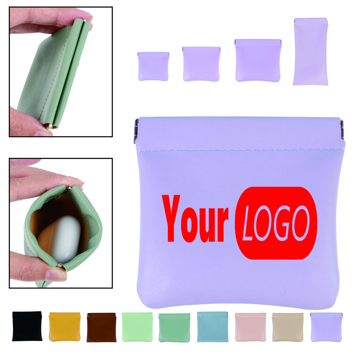 Full Color PU Leather Snap Closure Storage Bag 1
