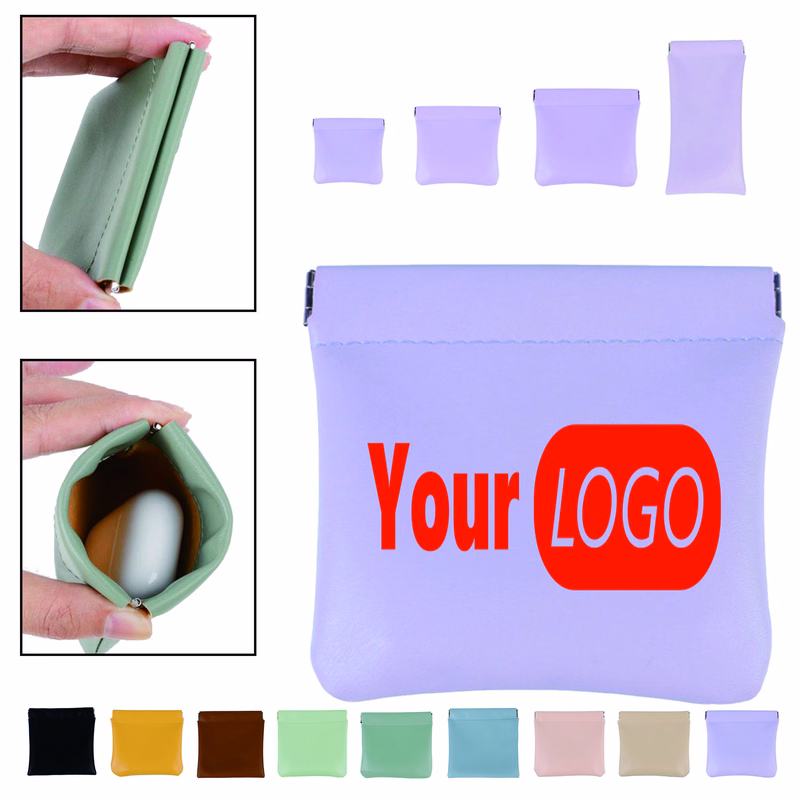 Full Color PU Leather Snap Closure Storage Bag