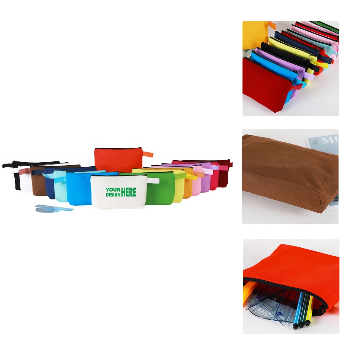 MOQ50 Colorful Canvas Zipper Pouch for Makeup or Stationery 1