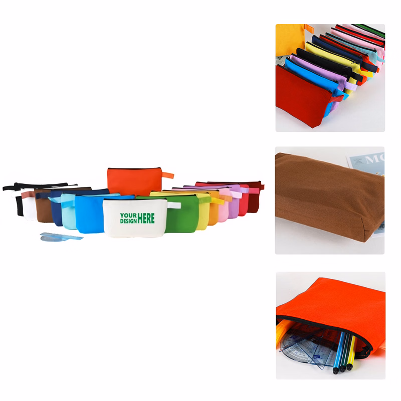 MOQ50 Colorful Canvas Zipper Pouch for Makeup or Stationery