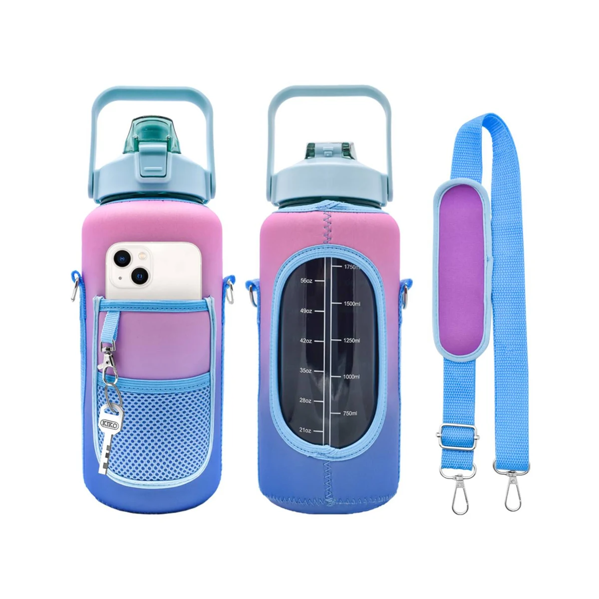 Neoprene Bottle Carrier Sleeve with Adjustable Strap, 40 oz., custom koozie with logo imprint 1