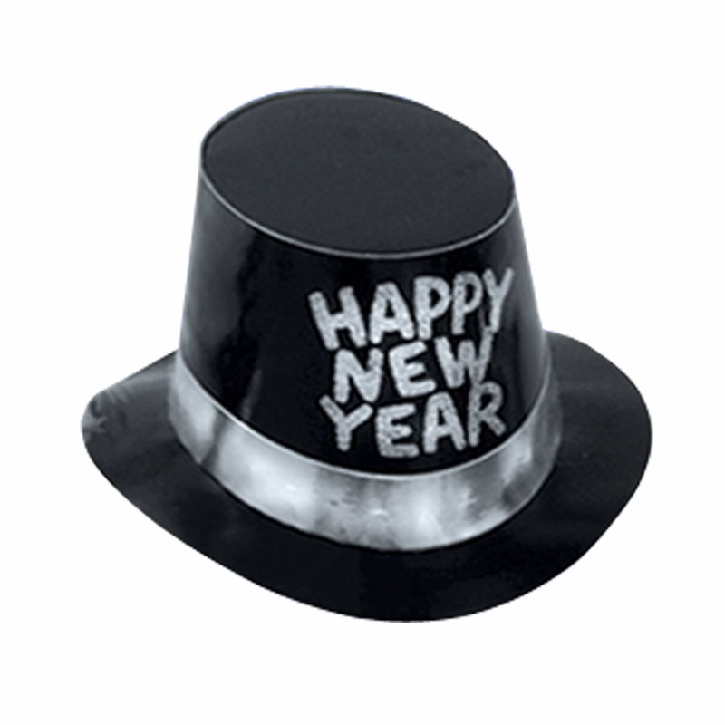 Black Foil Hi Hat w/ Glittered Happy New Year
