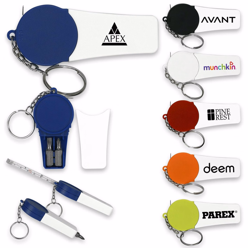 Retractable 3 ft Tool Combo Keychain with Logo