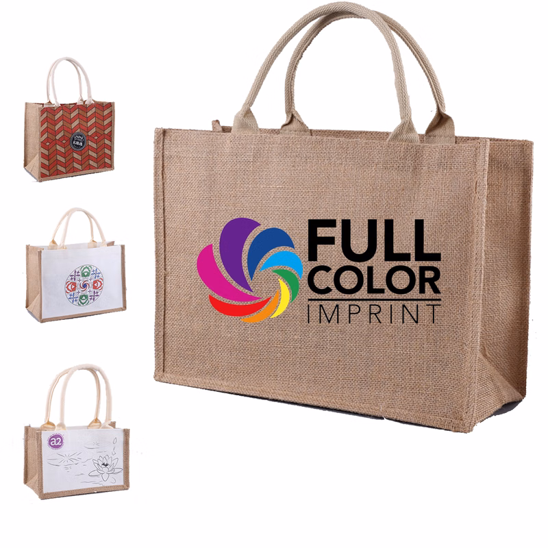 Jute Burlap Tote Bag with Handles