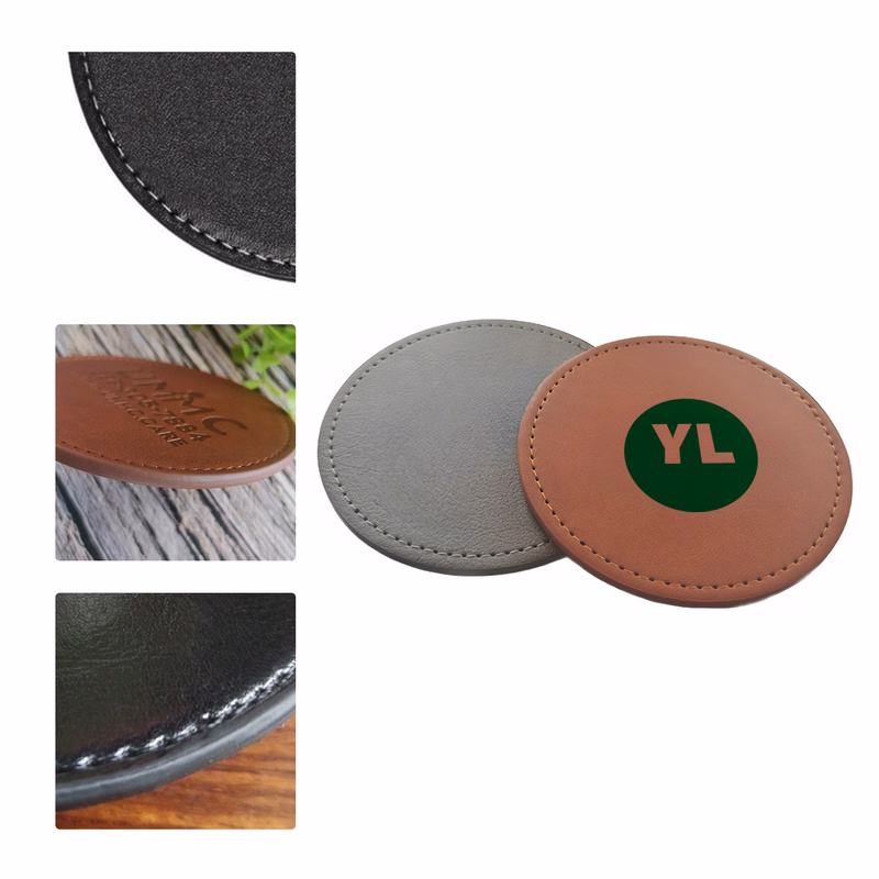 MOQ 50 PU Leather Embossed Coaster