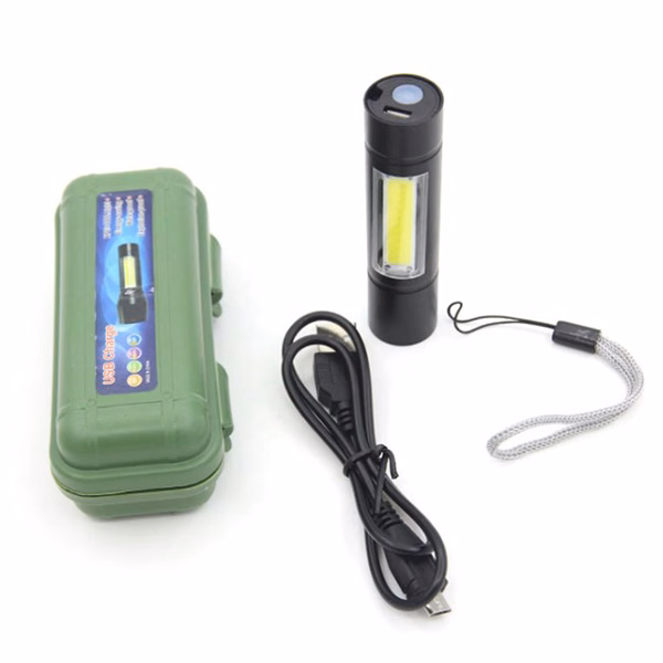Mini Rechargeable Cob Torch Zoom LED Flashlight
